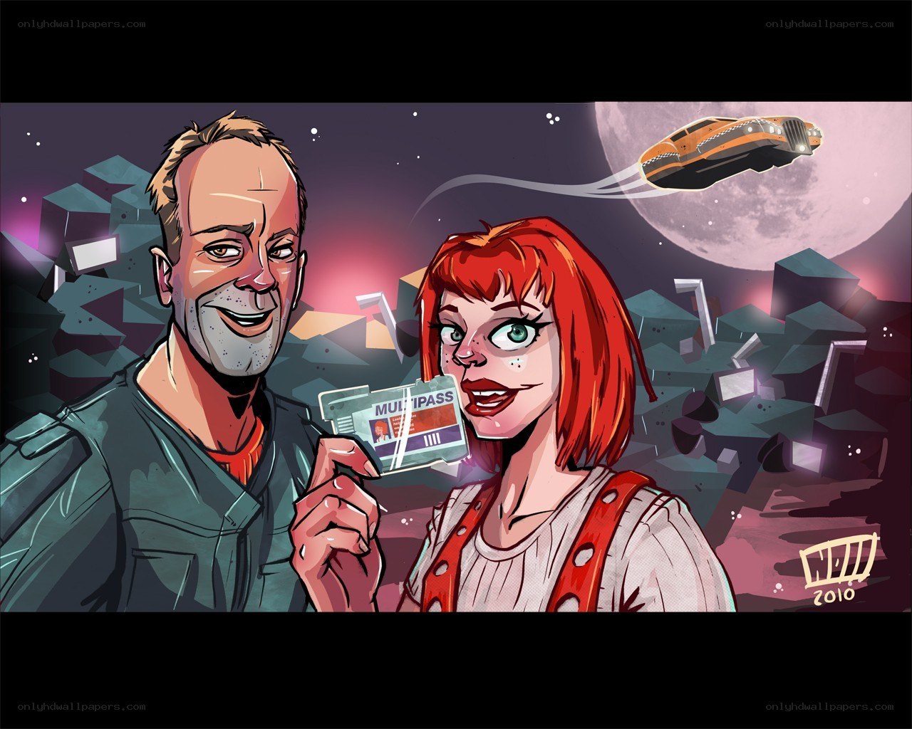 Sci-fi couple with multipass