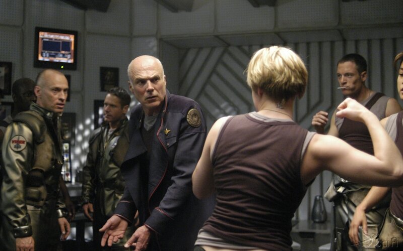 sci-fi crew confrontation scene