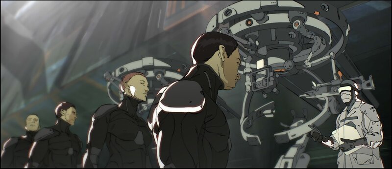sci-fi crew in a spaceship
