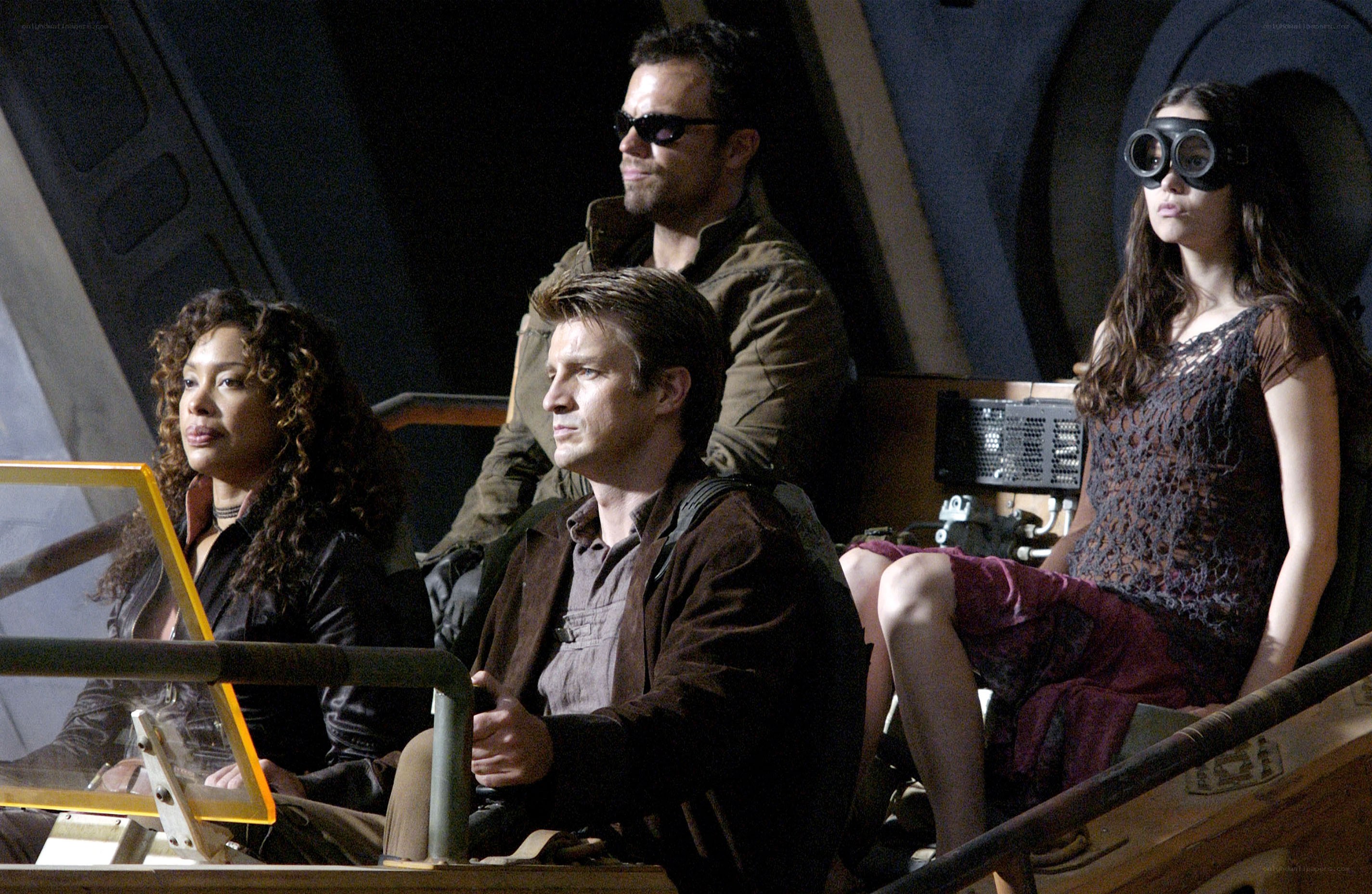 sci-fi crew in cockpit