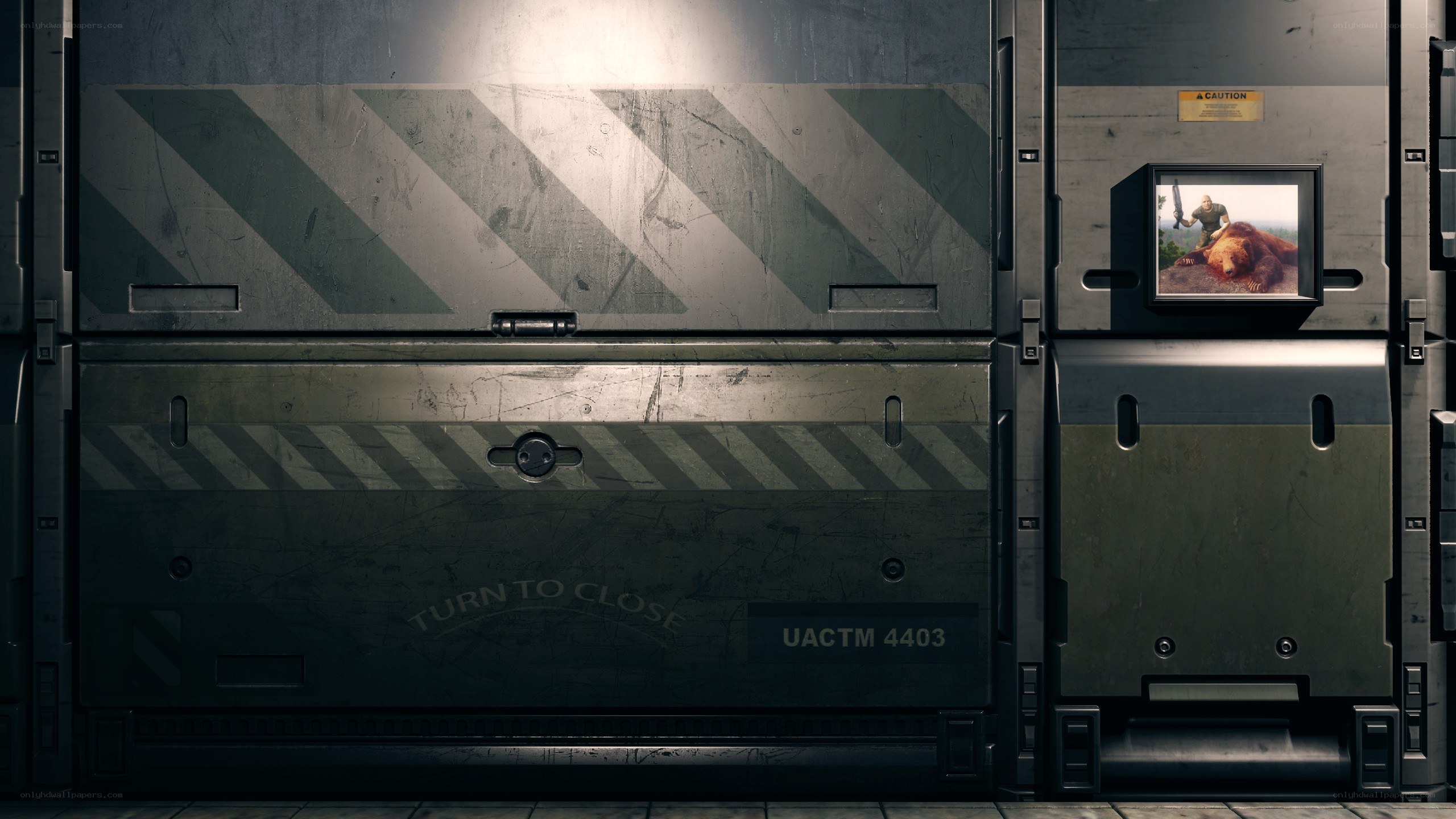 Sci-fi door with bear photo