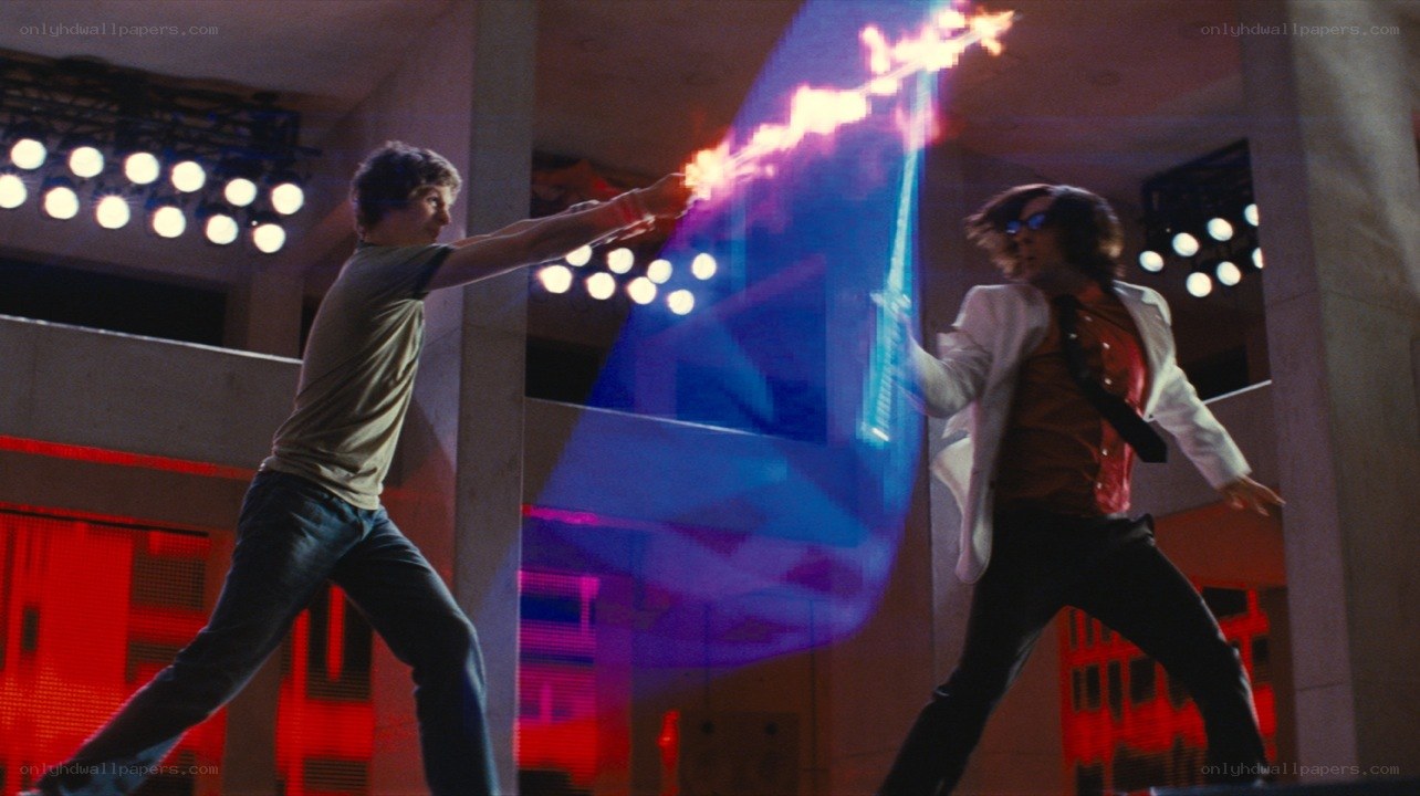 sci-fi duel with energy weapons