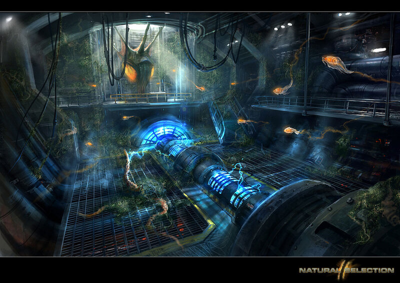 sci-fi facility with alien life