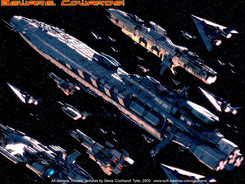 Sci-fi fleet in space