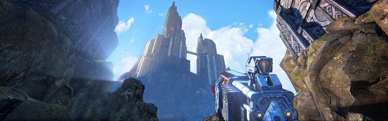 Sci-fi fortress in a canyon
