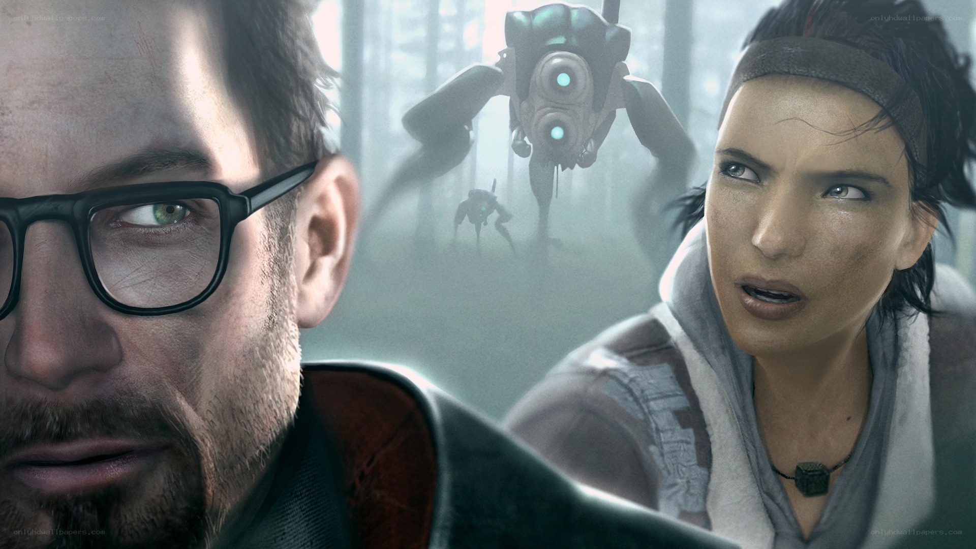 sci-fi game characters in forest