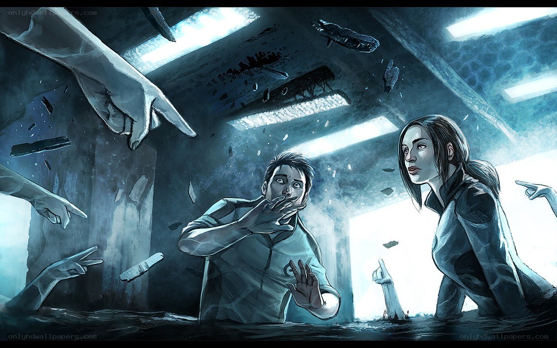 sci-fi horror scene with floating hands