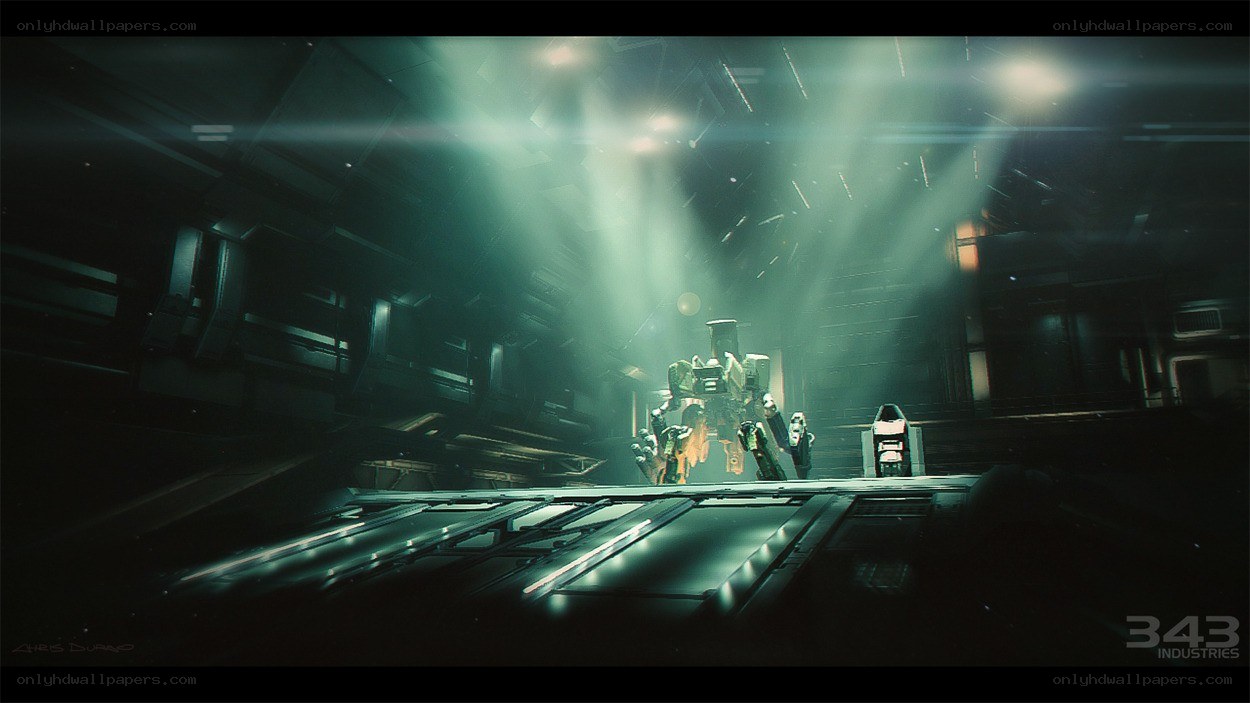 Sci-fi industrial scene with robots