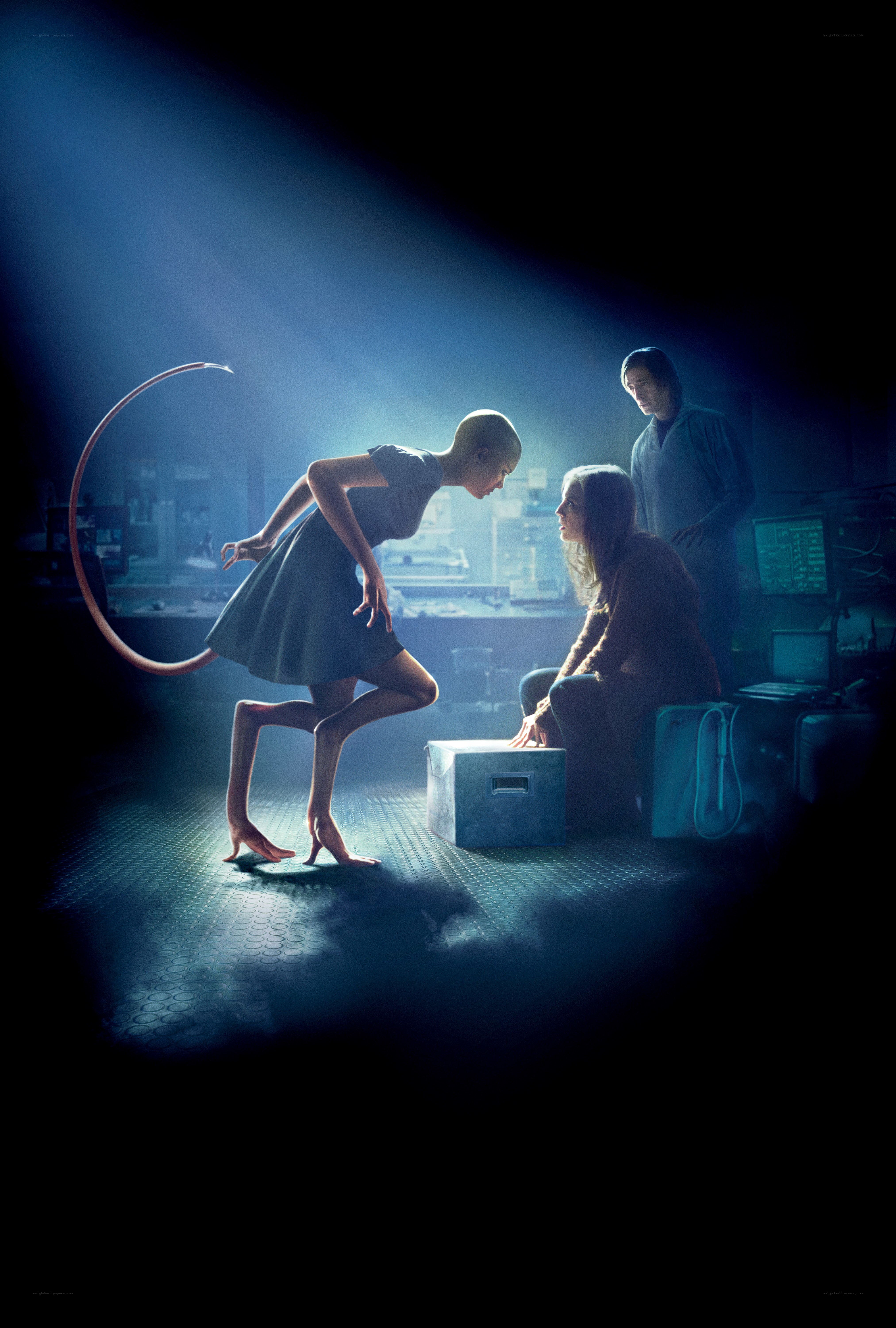 sci-fi lab scene with alien figure