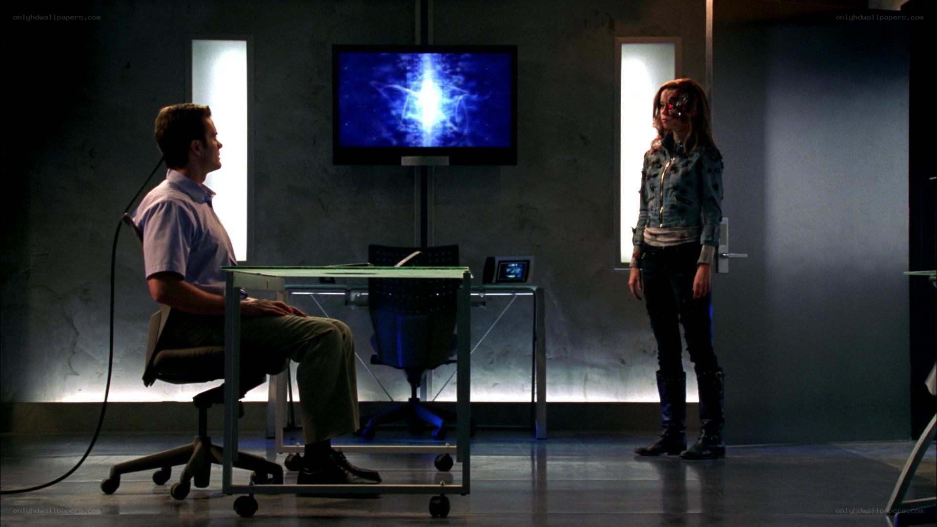 sci-fi lab scene with android