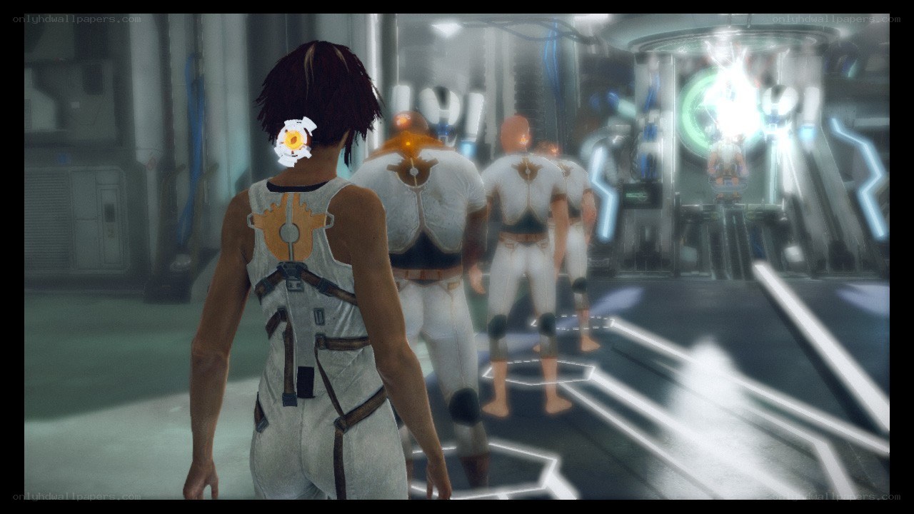 sci-fi lab with characters