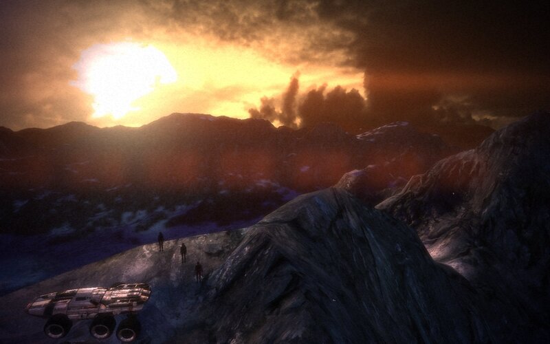 sci-fi landscape with vehicle