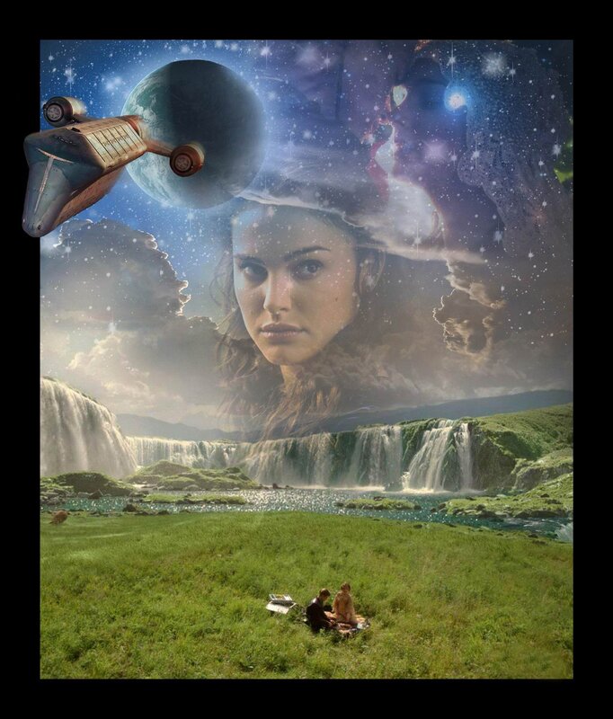 sci-fi landscape with woman's face