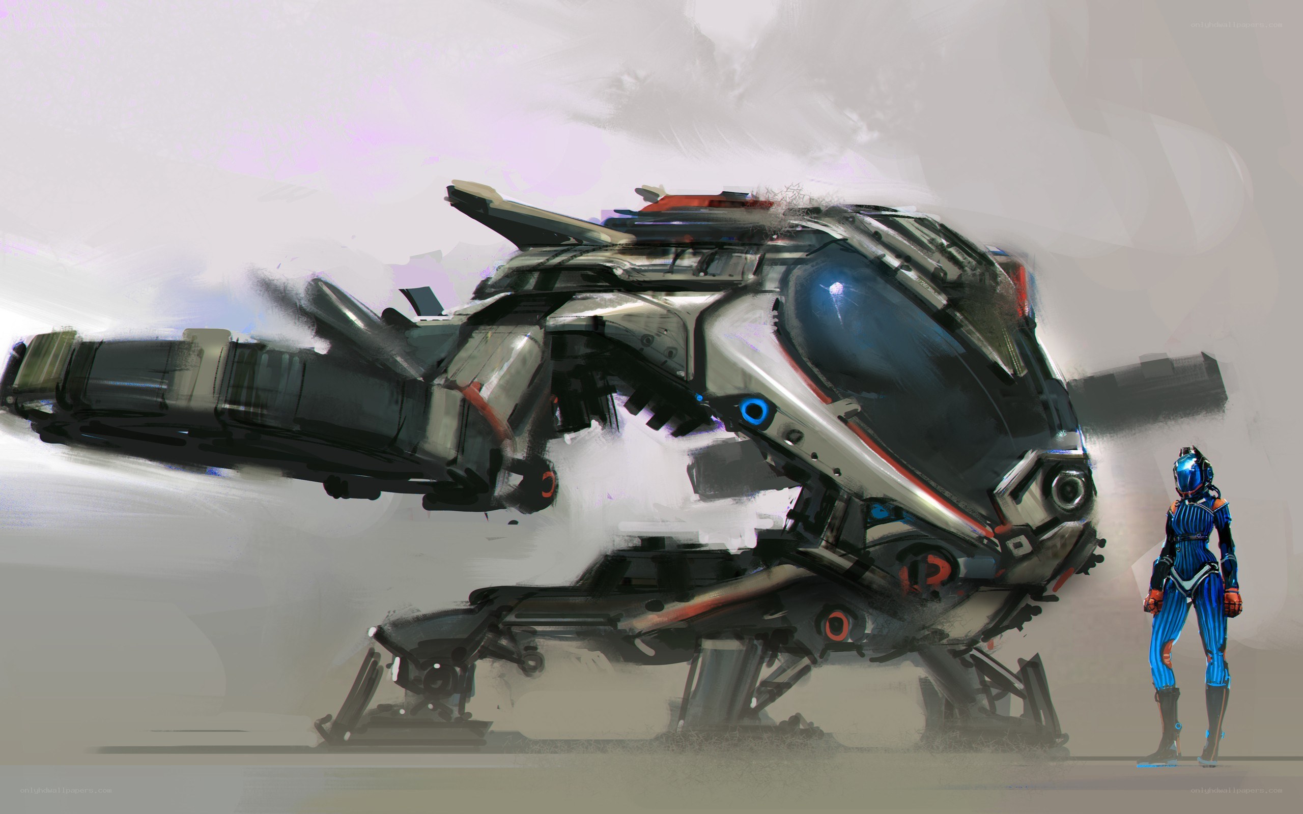 sci-fi mech and pilot concept