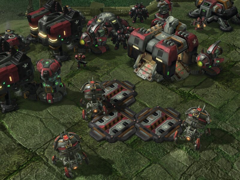 Sci-fi mech battle scene