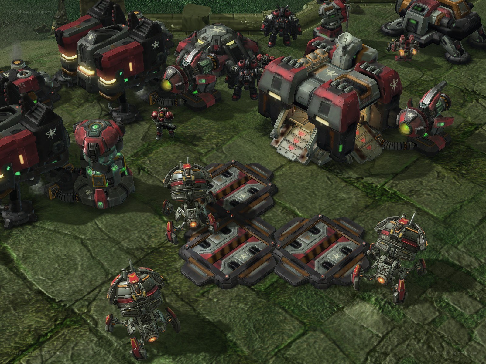 Sci-fi mech battle scene