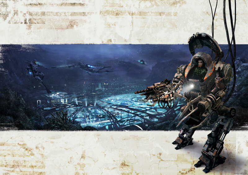 sci-fi mech soldier underwater