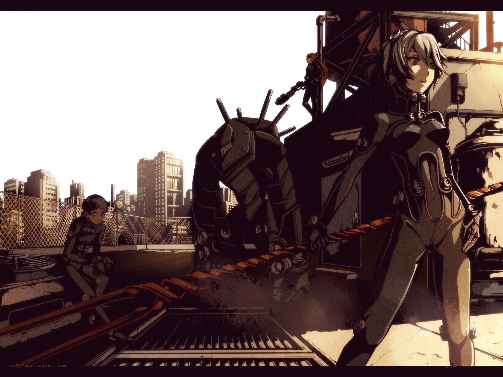 Sci-fi mechs on a rooftop