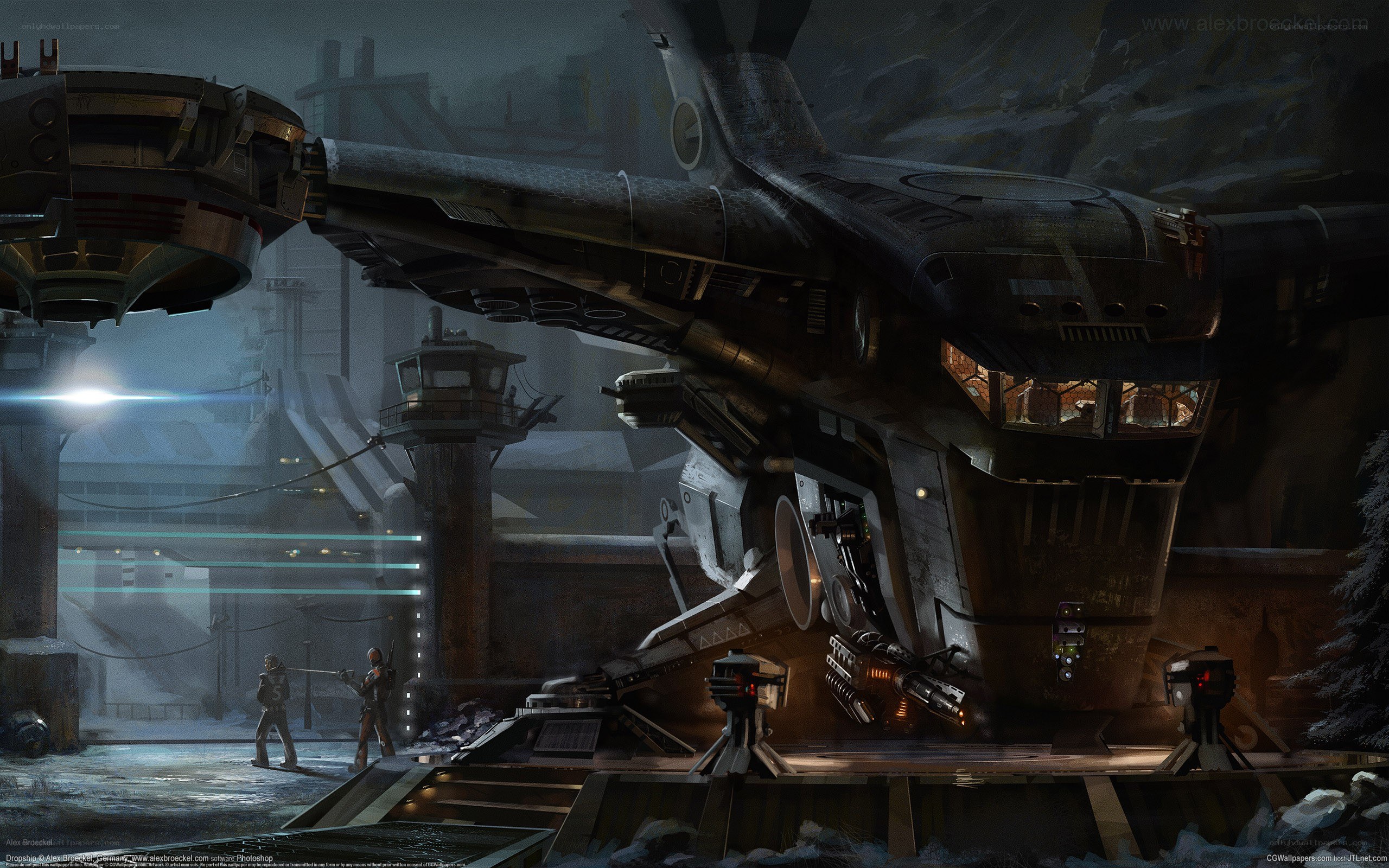 Sci-fi military base scene