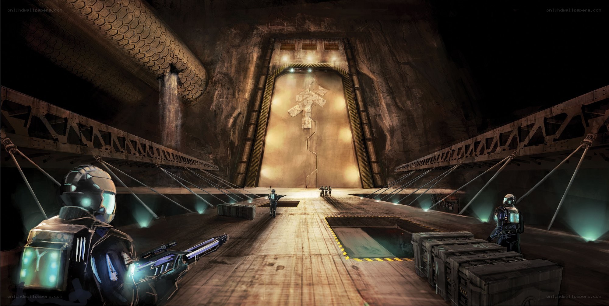sci-fi military corridor