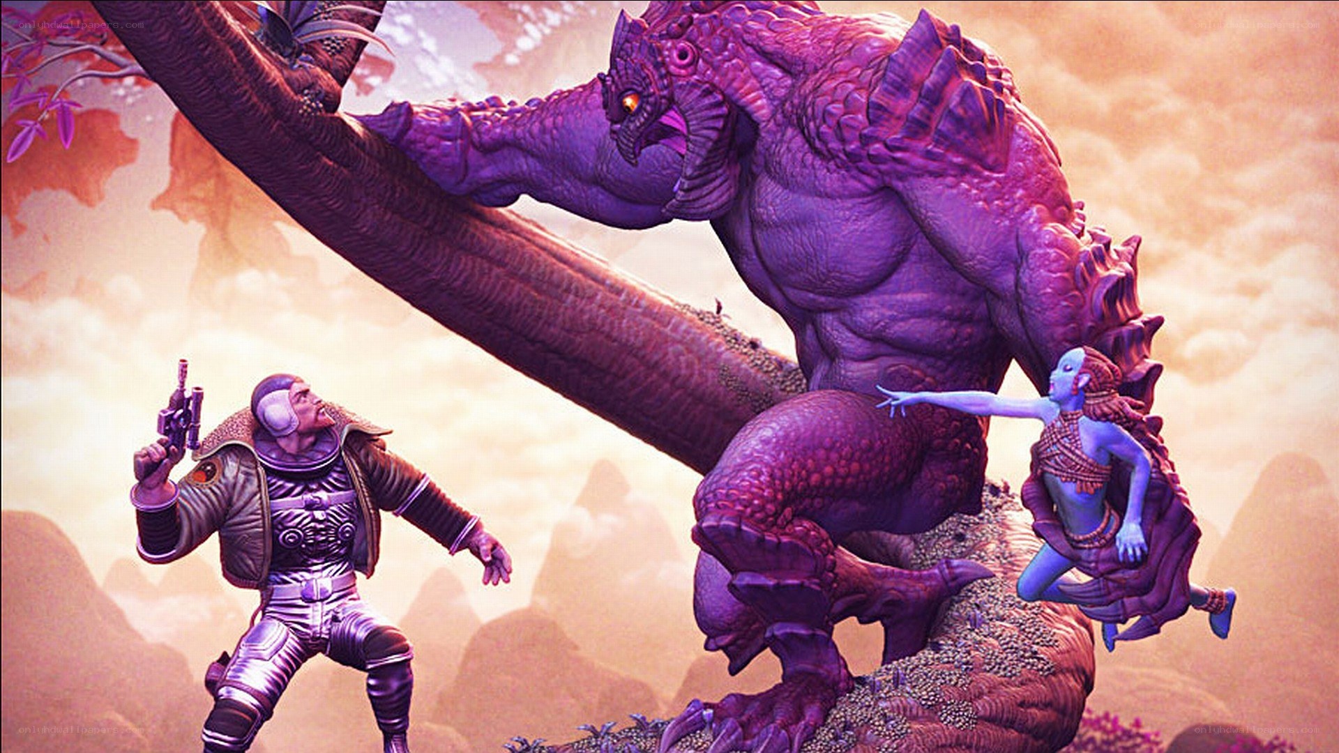 sci-fi monster battle scene