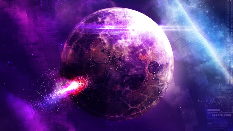 Sci-fi planet attack scene