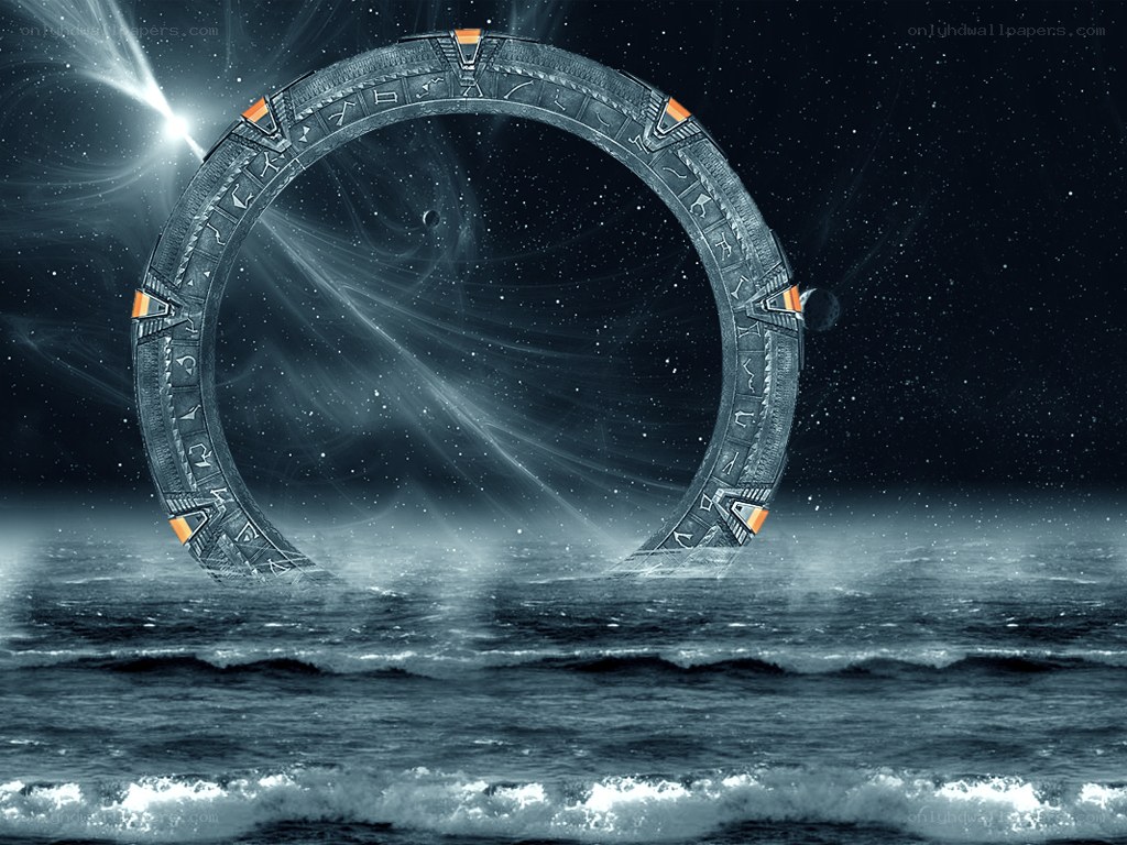 Sci-fi portal on alien shore