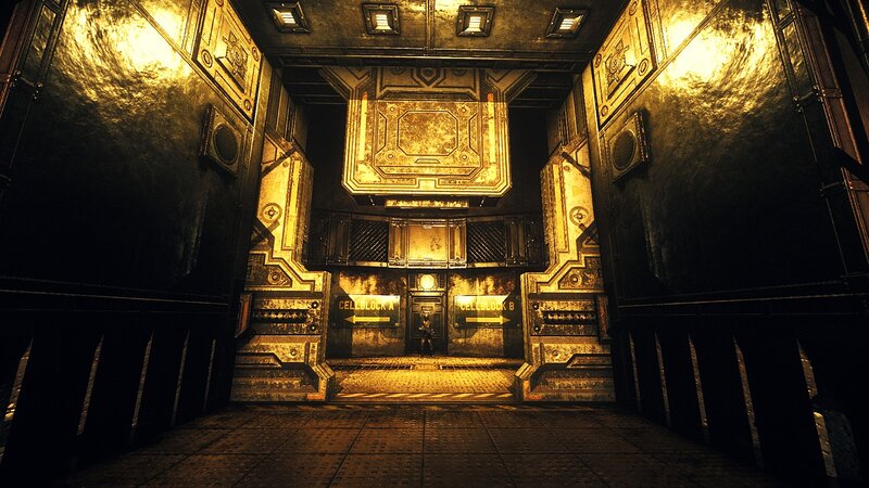 sci-fi prison corridor