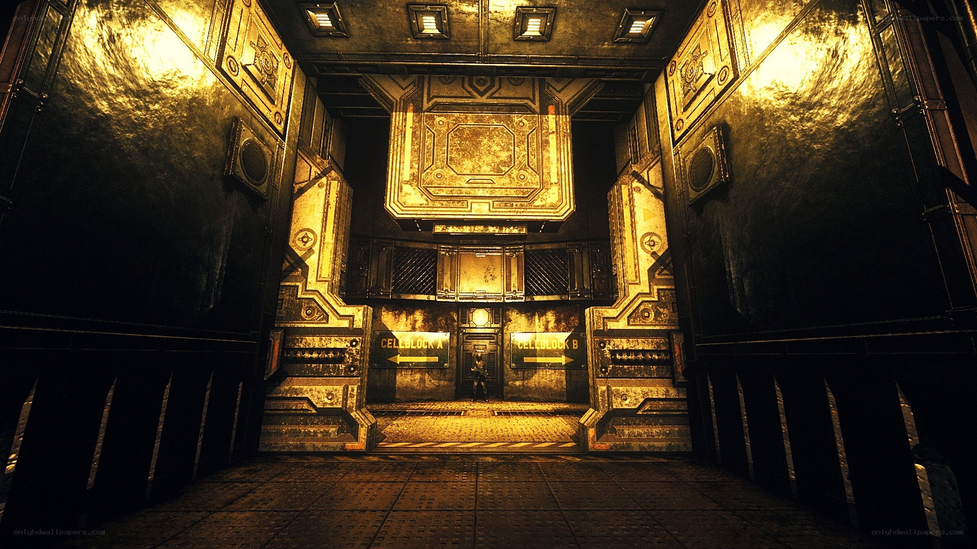 sci-fi prison corridor