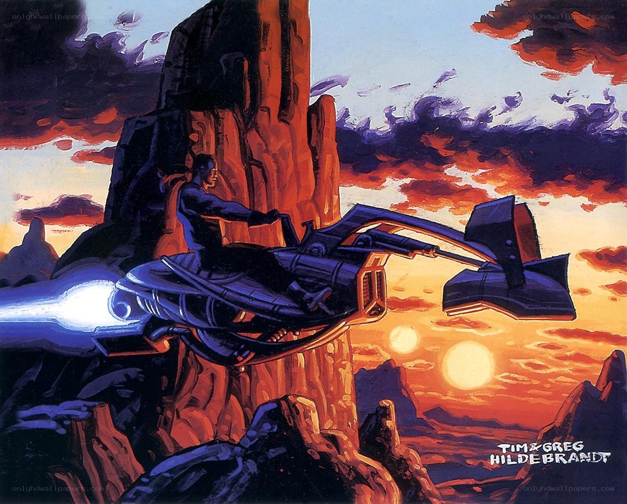 sci-fi rider on a hoverbike
