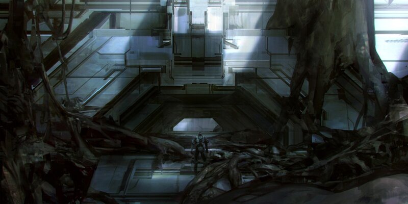 sci-fi ruin with lone figure