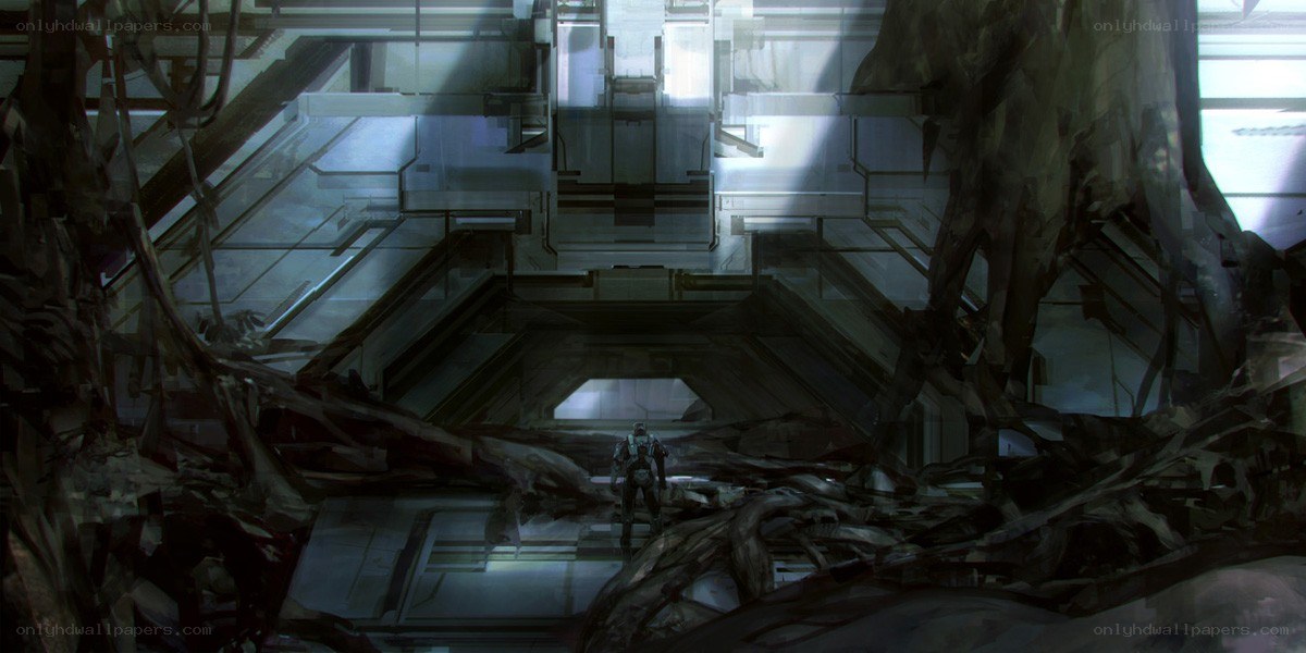 sci-fi ruin with lone figure