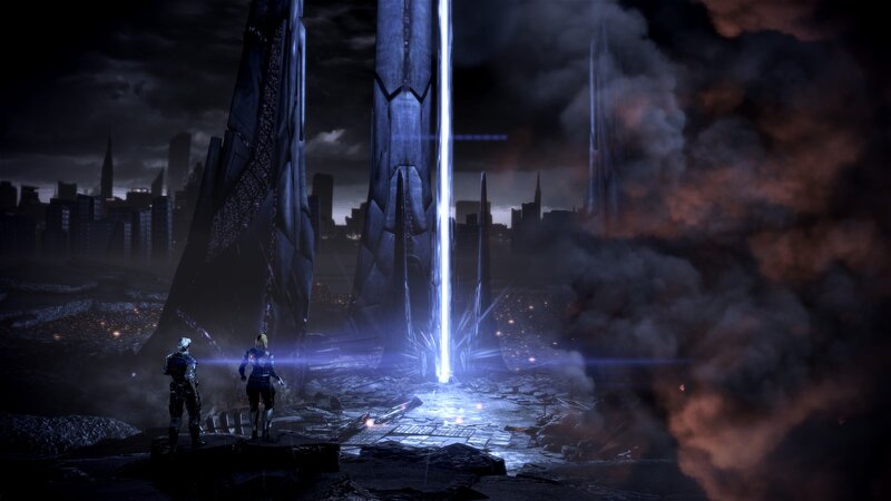 sci-fi ruins with beam