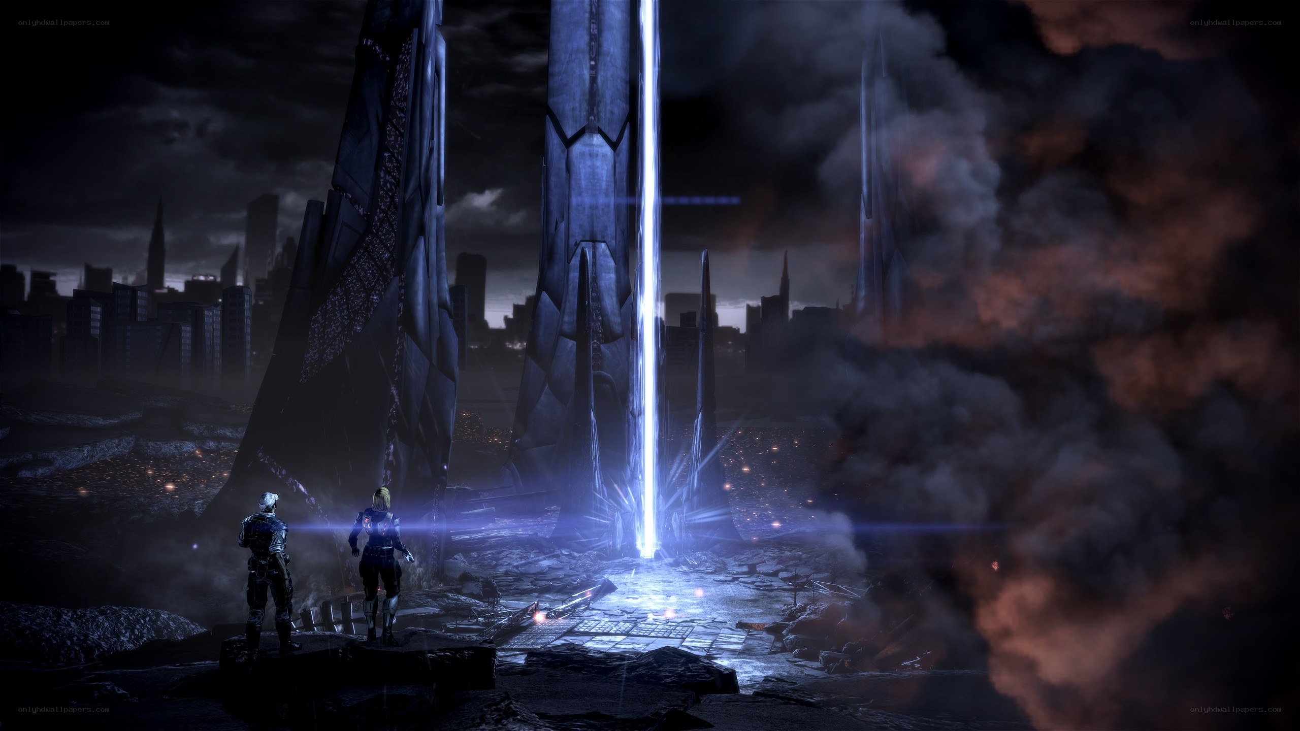 sci-fi ruins with beam