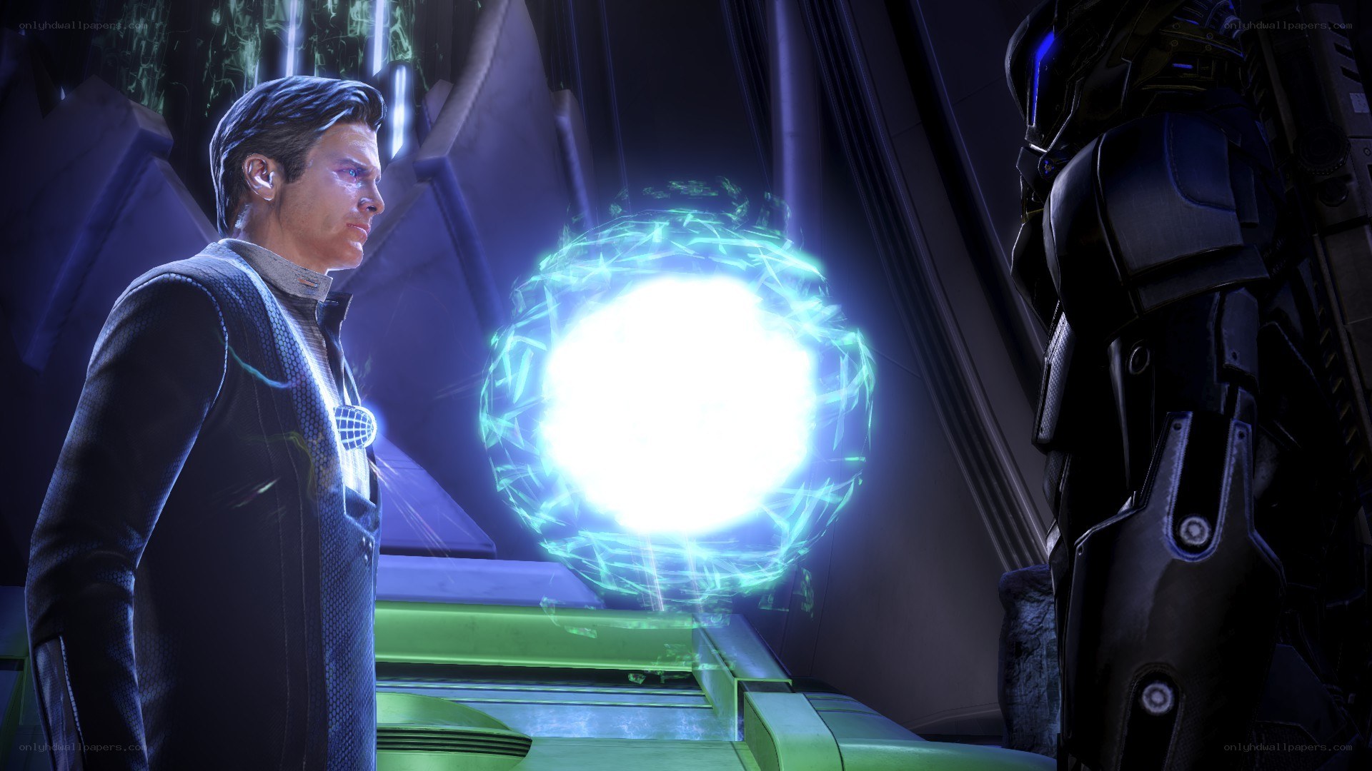 sci-fi scene with energy sphere