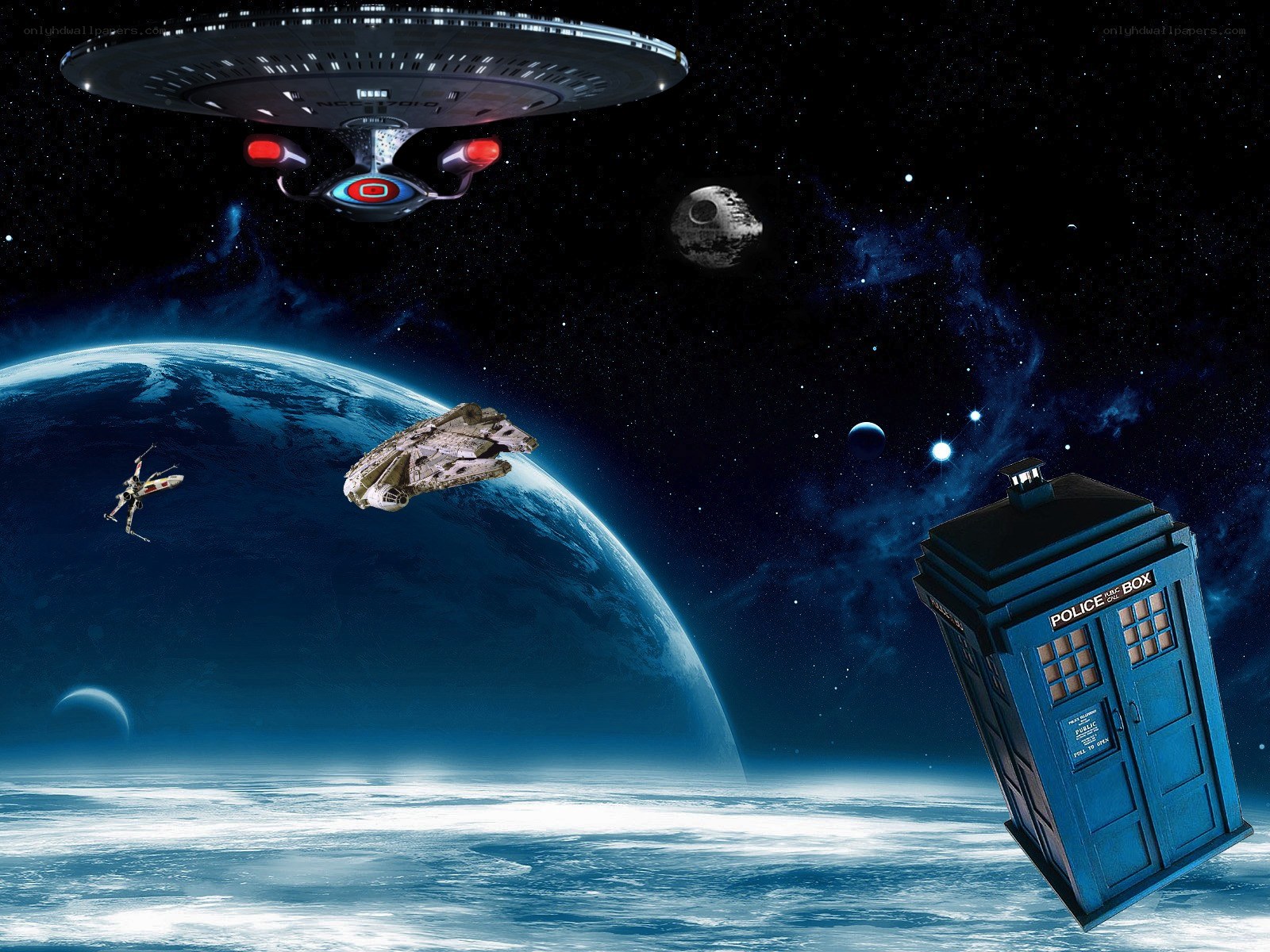 Sci-fi ships in space