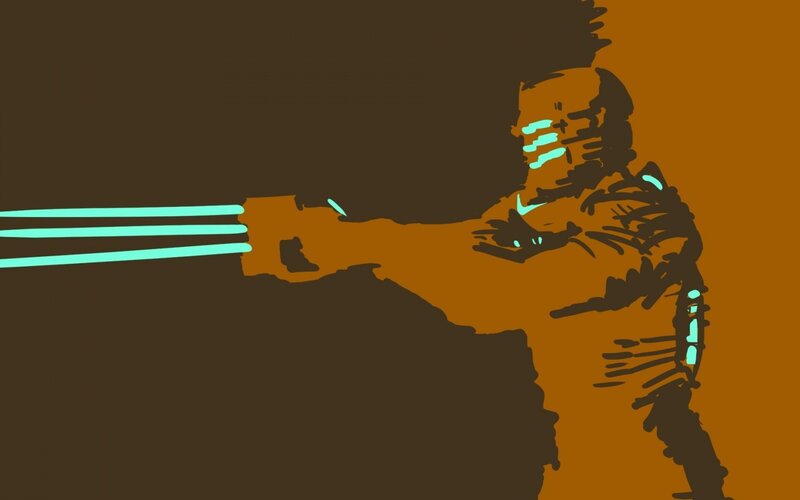sci-fi soldier firing weapon