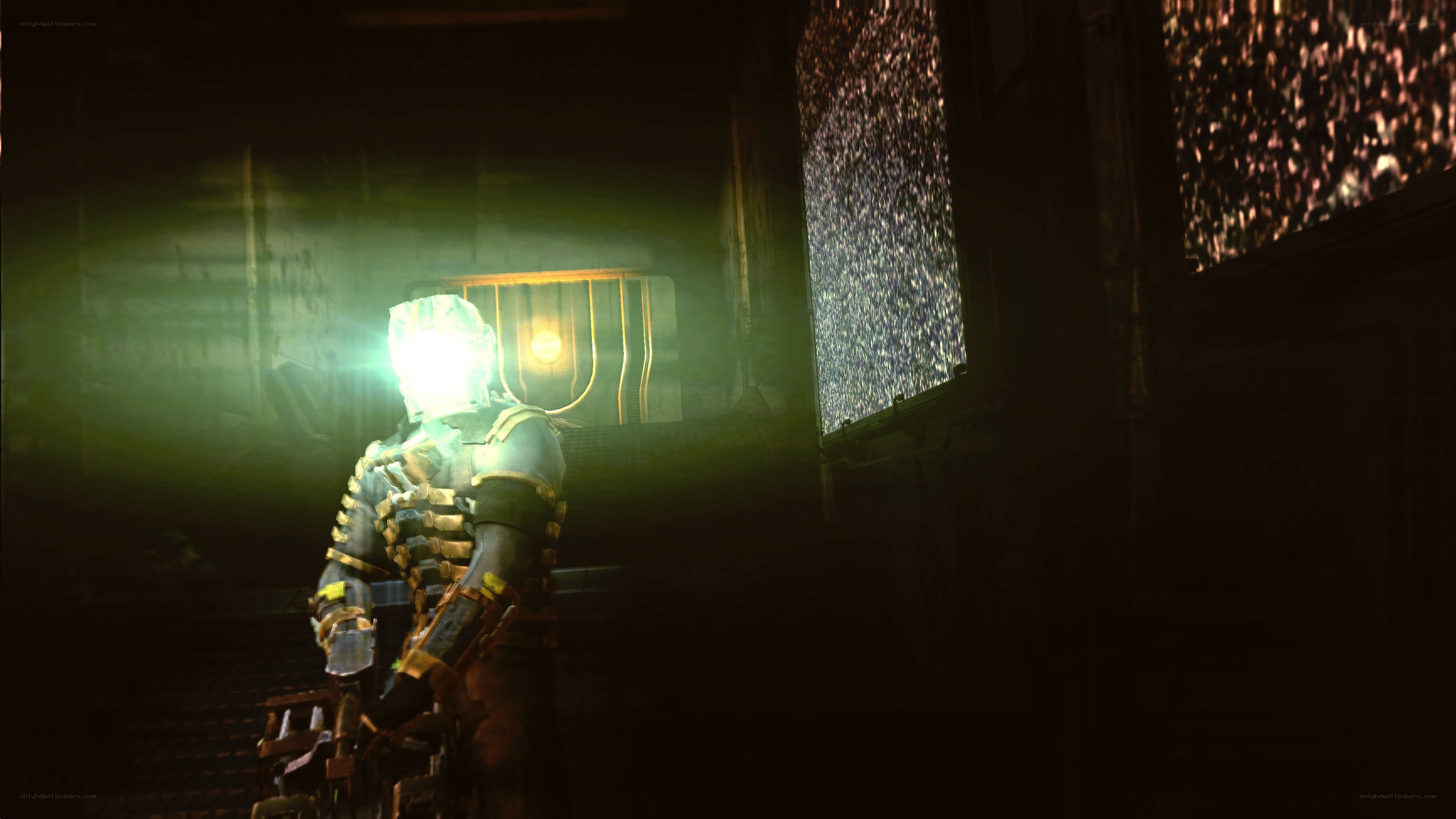 sci-fi soldier in dark corridor