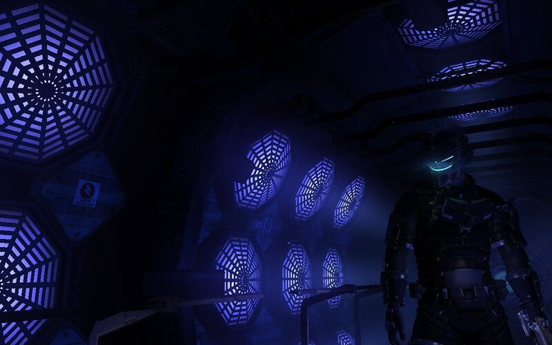 sci-fi soldier in dark corridor