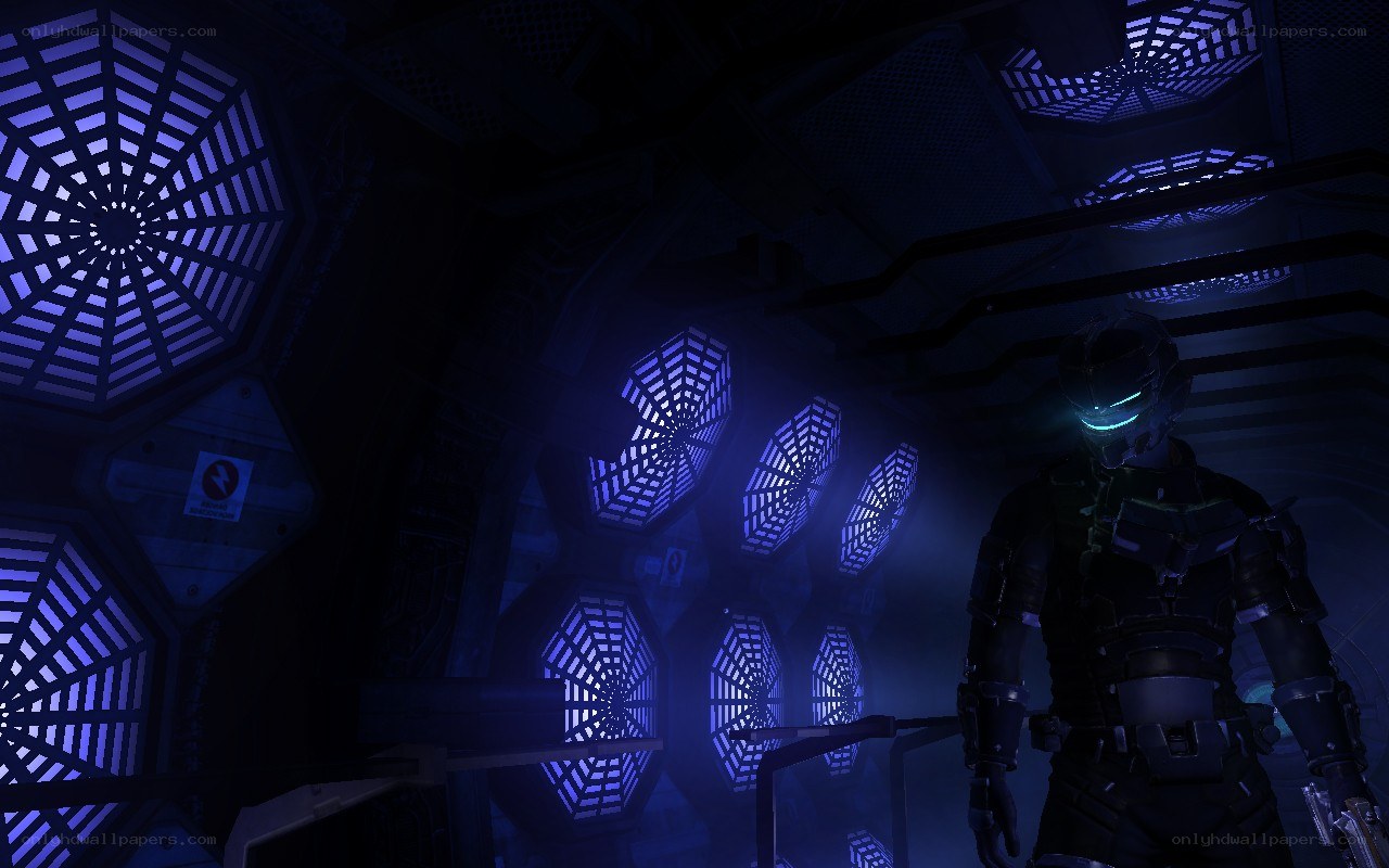sci-fi soldier in dark corridor
