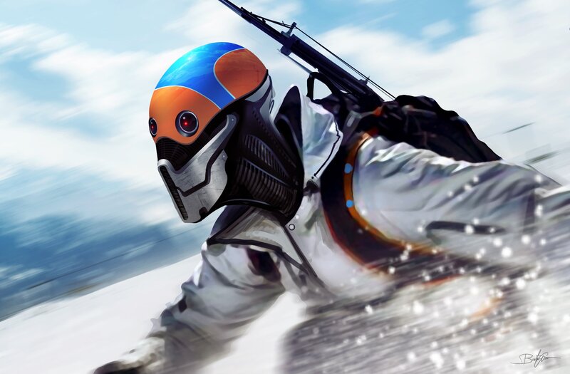 sci-fi soldier in motion