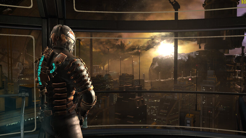 sci-fi soldier overlooking city