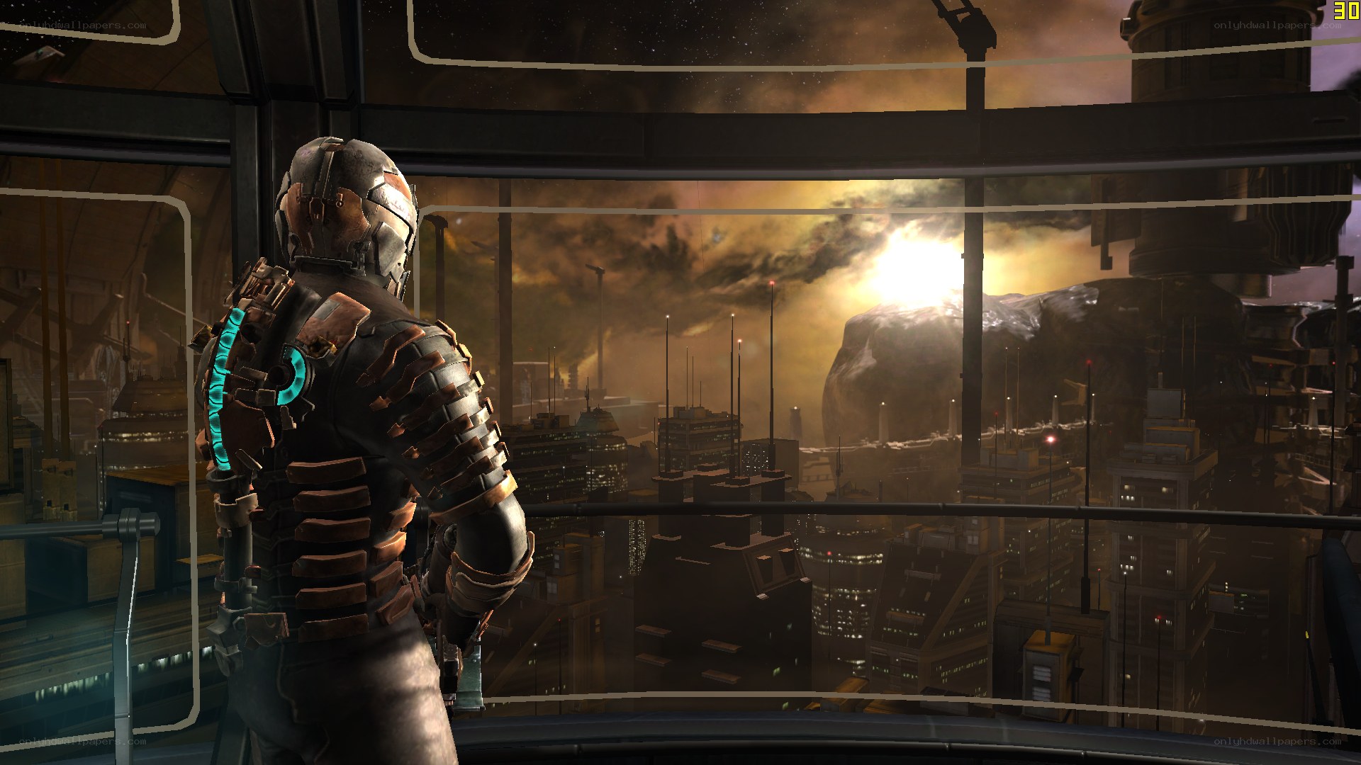 sci-fi soldier overlooking city