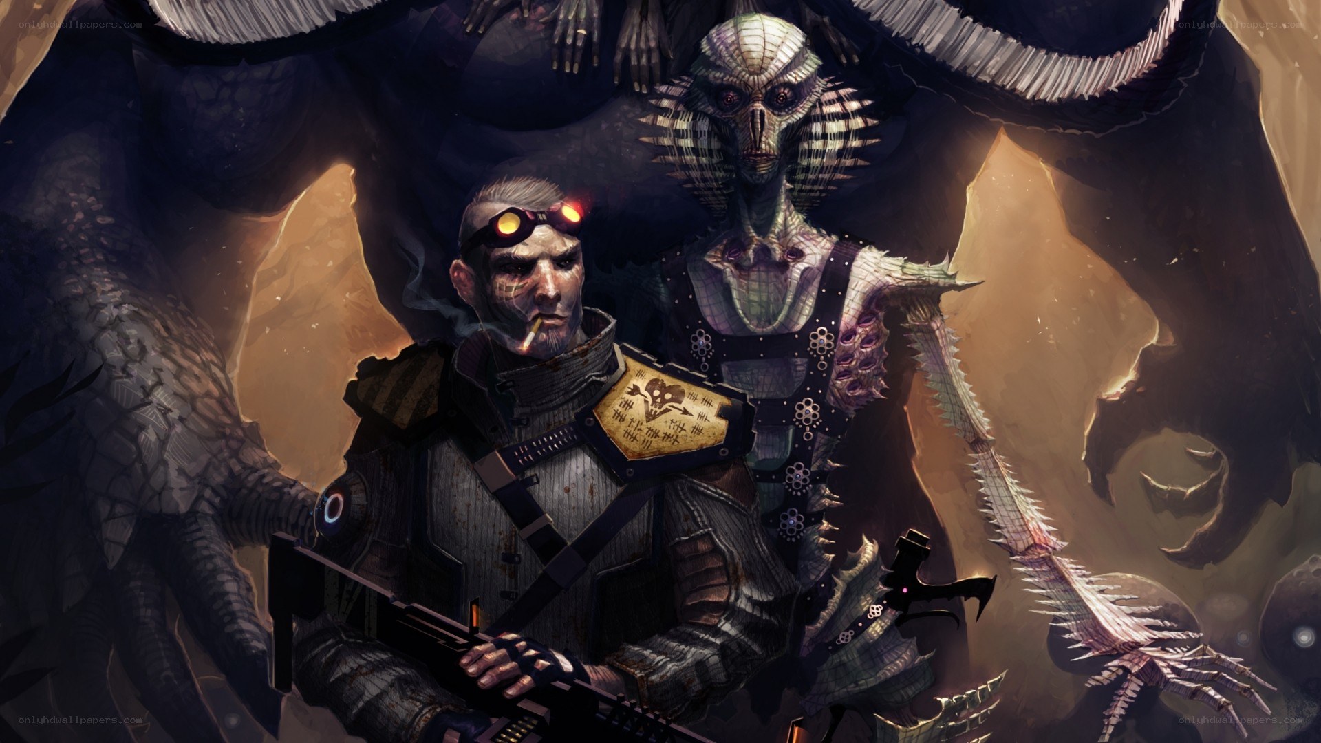 sci-fi soldier with alien creature