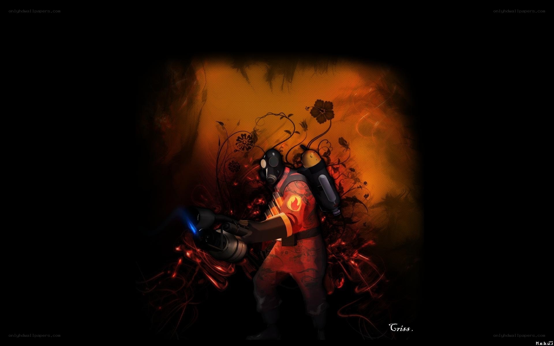 Sci-fi soldier with flamethrower