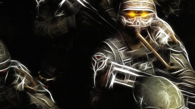 sci-fi soldier with glowing eyes