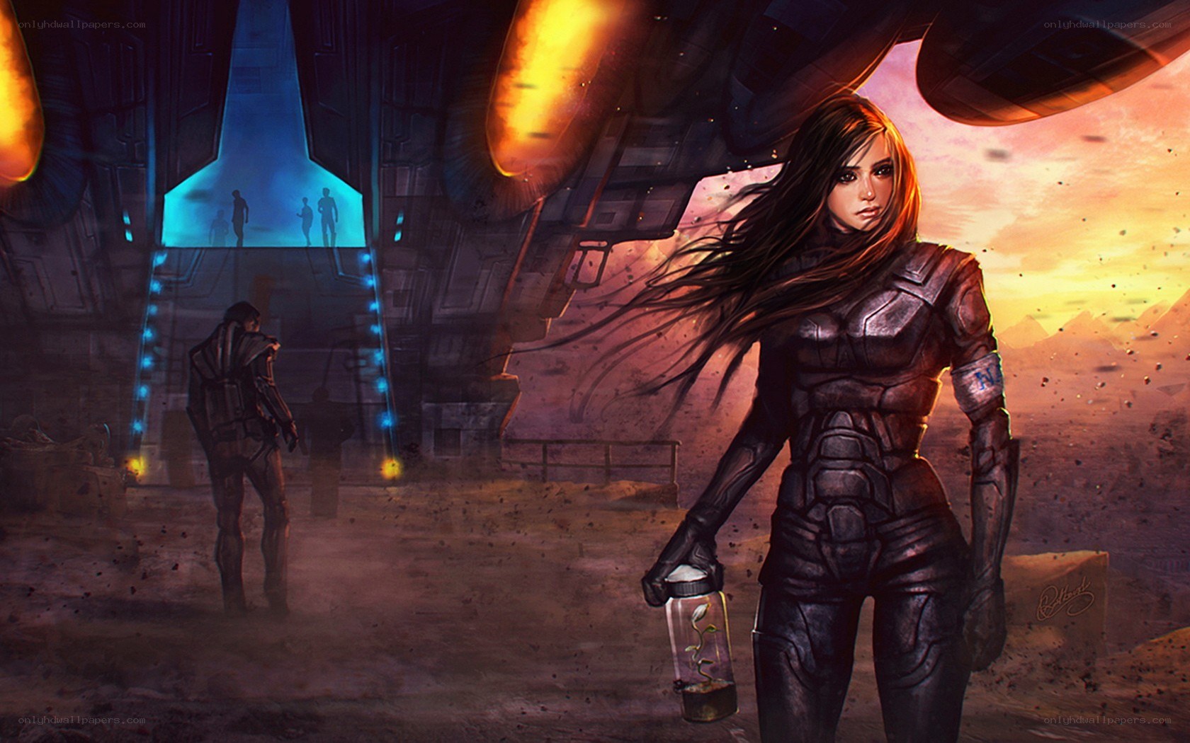 sci-fi soldier with plant