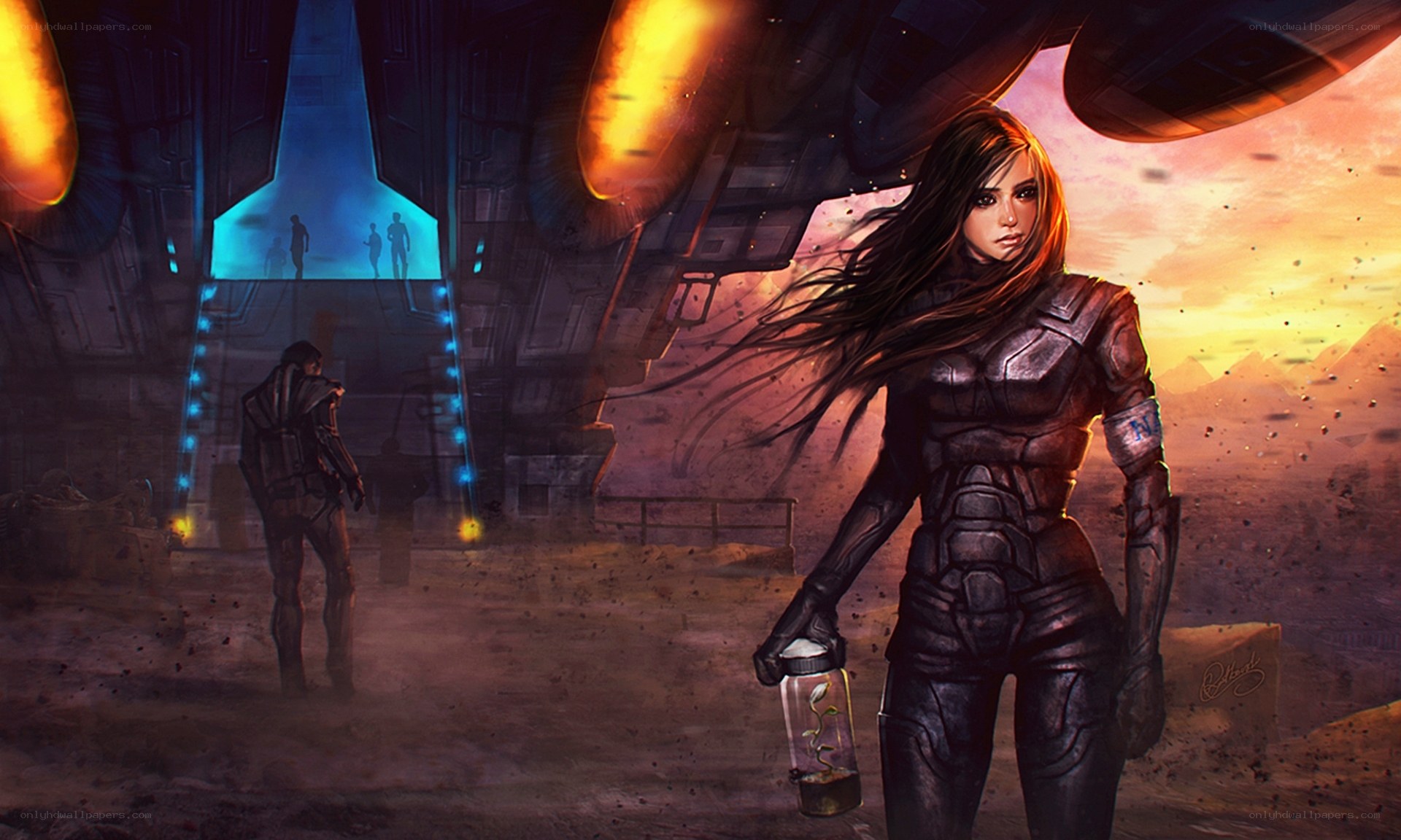 sci-fi soldier with plant