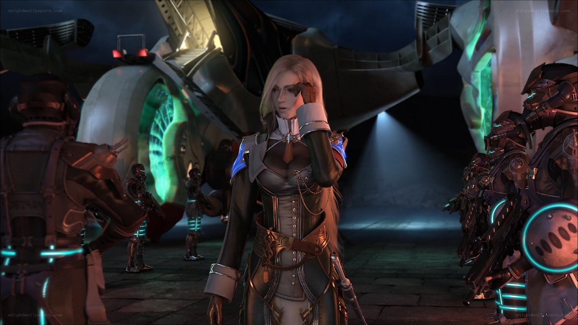 sci-fi soldier with troops
