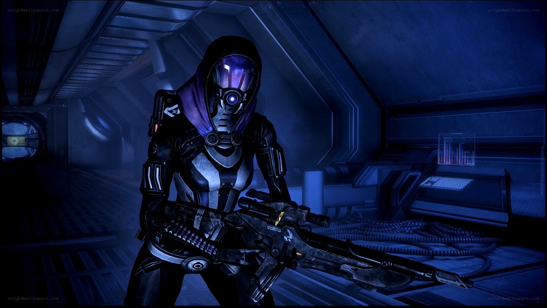 sci-fi soldier with weapon